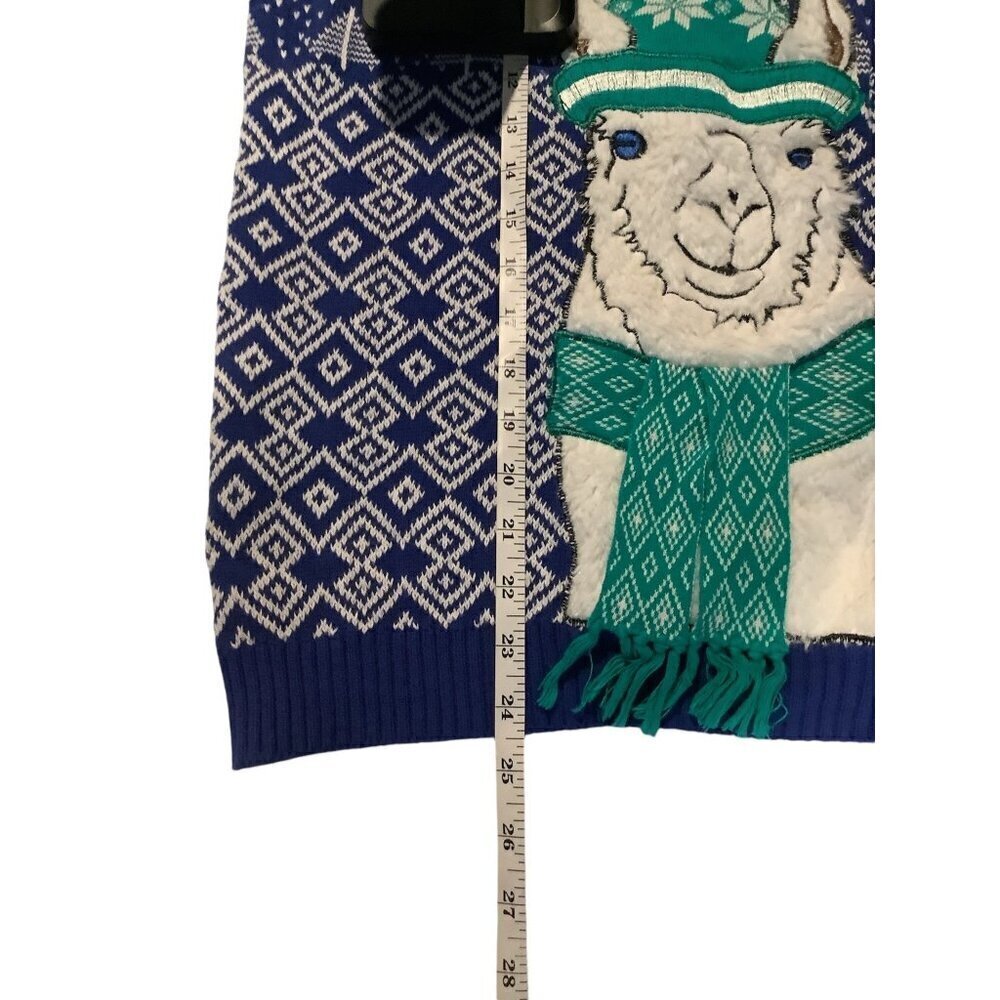 Blizzard Bay Llama Blue & White Christmas Sweater - Picture 7 of 9